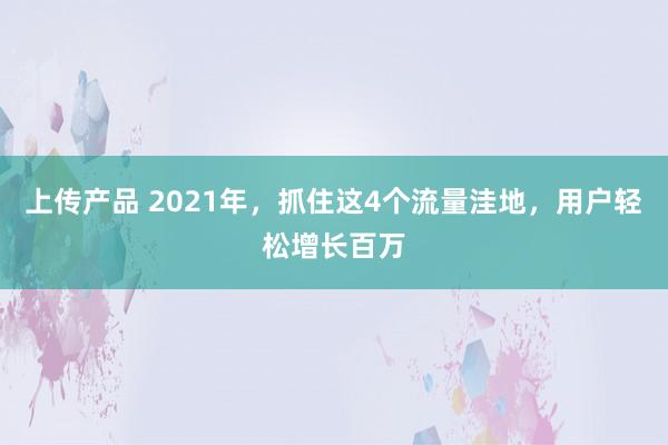 上传产品 2021年，抓住这4个流量洼地，用户轻松增长百万