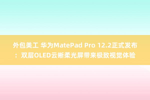 外包美工 华为MatePad Pro 12.2正式发布：双层OLED云晰柔光屏带来极致视觉体验