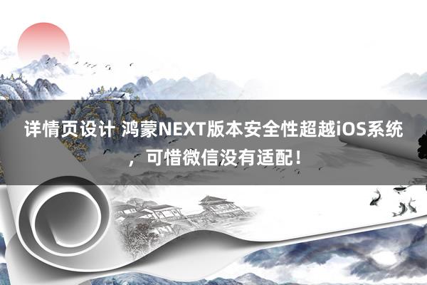 详情页设计 鸿蒙NEXT版本安全性超越iOS系统，可惜微信没有适配！