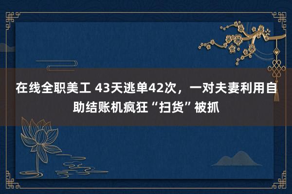 在线全职美工 43天逃单42次，一对夫妻利用自助结账机疯狂“扫货”被抓